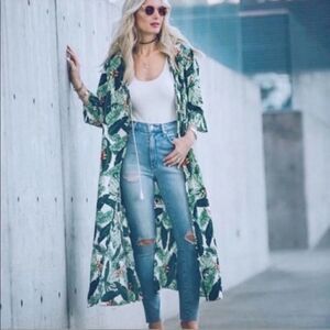 Rachel Zoe Palm Print Duster Swim Coverup, NWT